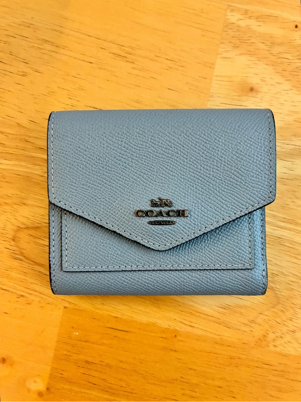 Coach Powder Blue Saffiano Leather Envelope Wallet